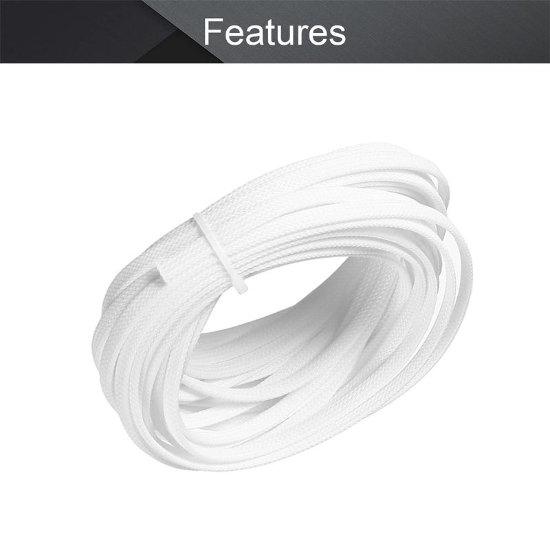 Othmro 32.8ft Length PET Flexible Expandable Braided Cable Sleeves 0.24inch Width Wire Loom Sleeving and Organizers Flexible Wire Mesh Sleeves for TV Audio PC Cords from Pets Chewing White - Image 3